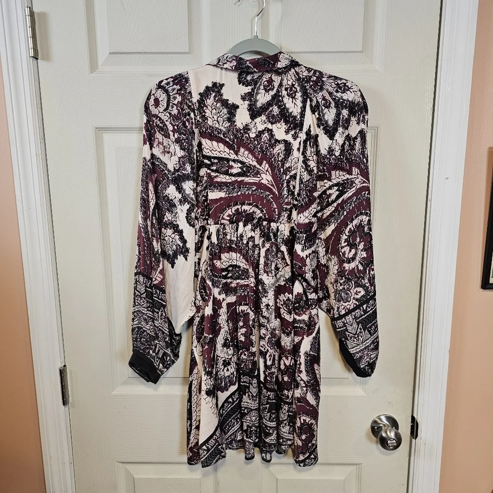 Free People Say You Love Me Mini Dress V-Neck Bohemian Ballon Sleeve Babydoll - Picture 6 of 7